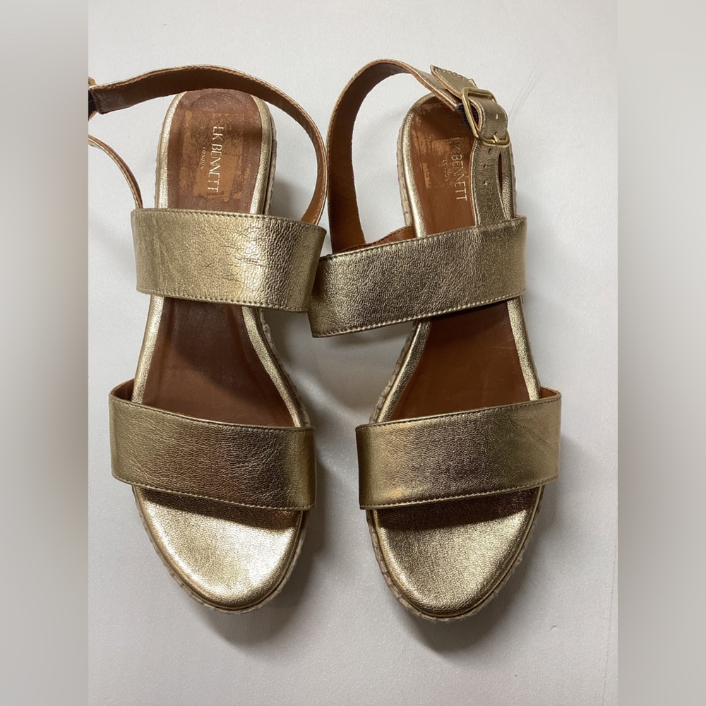 LK Bennett Metallic Gold Double-Strap Sandals